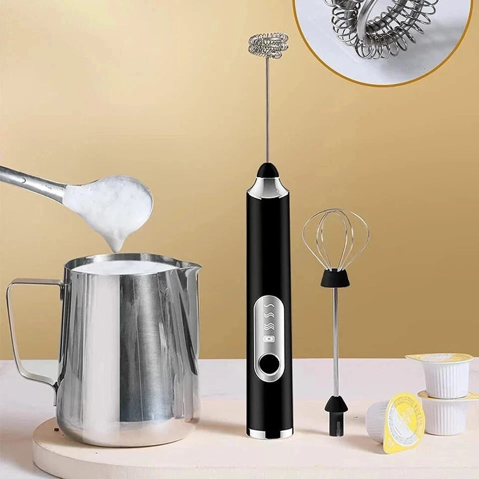 Rechargeable Electric Milk Coffee Frother Whisk Egg Beater Handheld Frappe Mixer