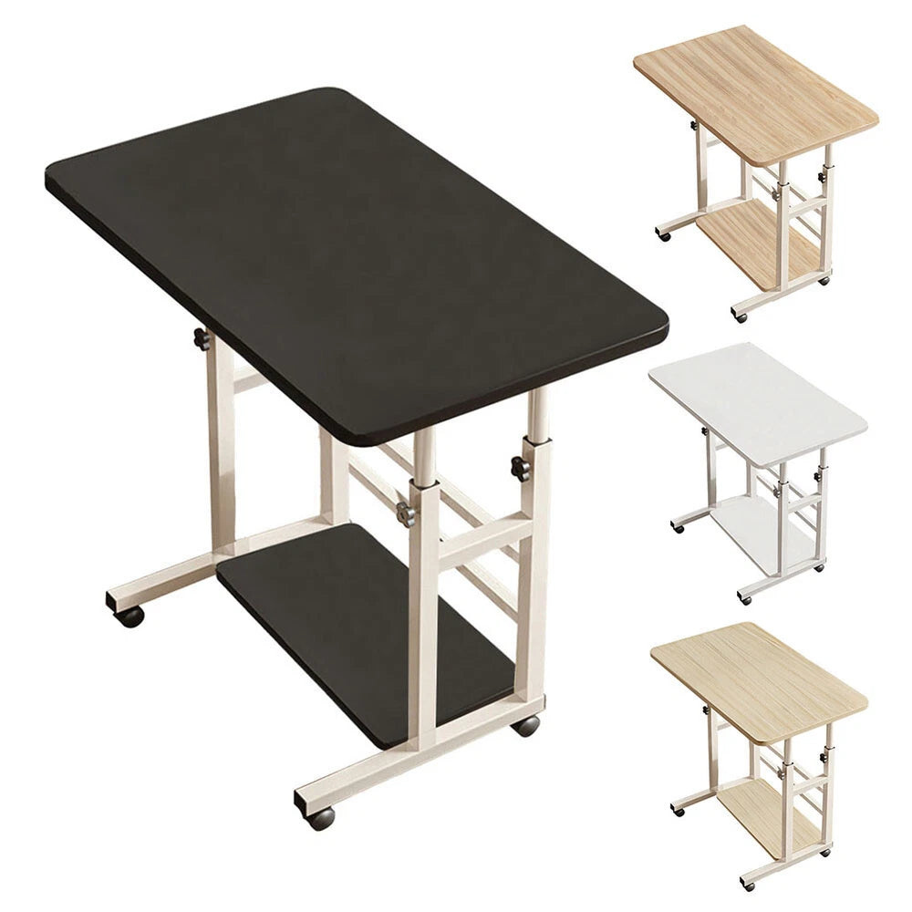 Height Adjustable Small PC Computer Desk Mobile Overbed Table Laptop Stand Shelf