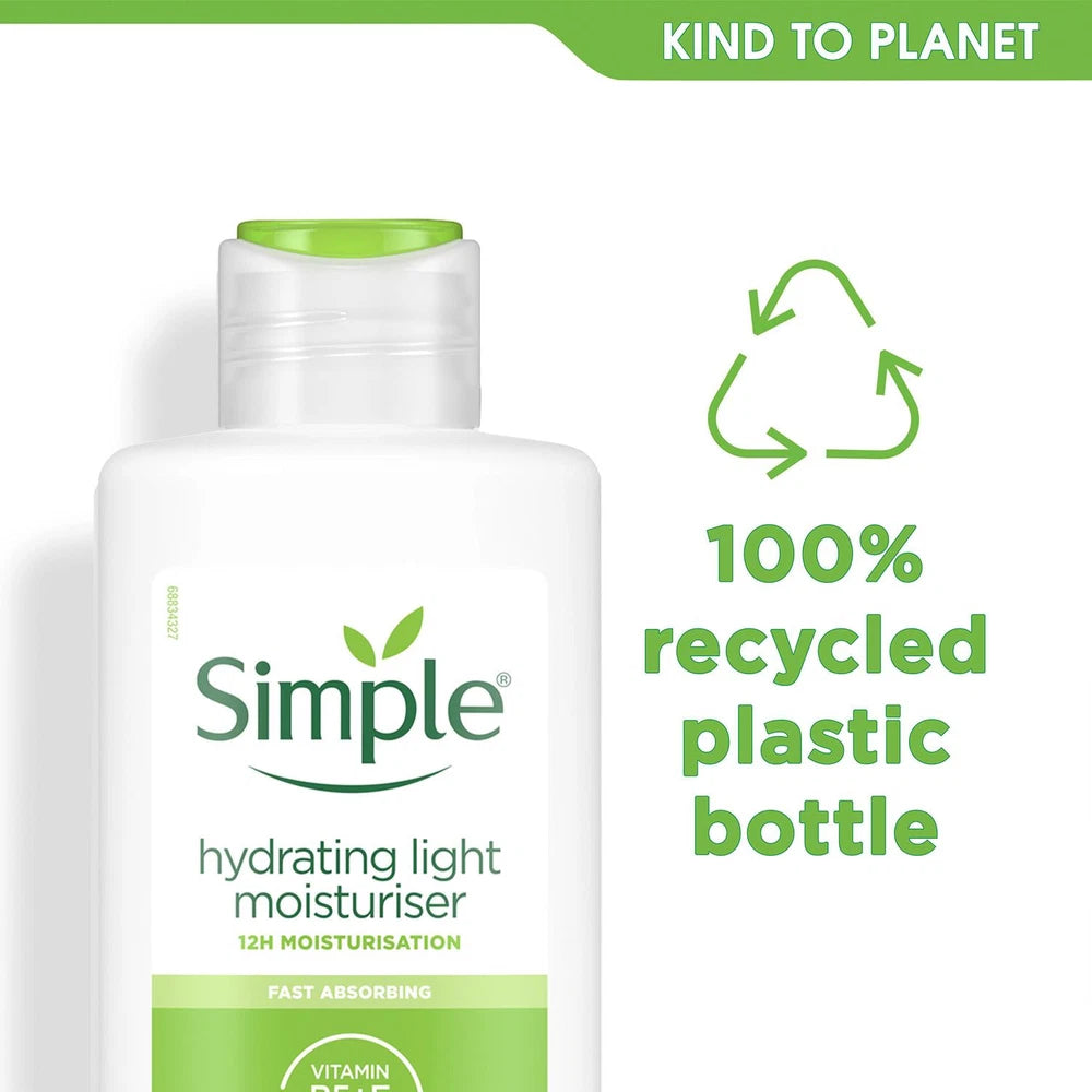 6x 125ml Simple Kind to Skin 12H Hydrating Light Moisturiser for Sensitive Skin