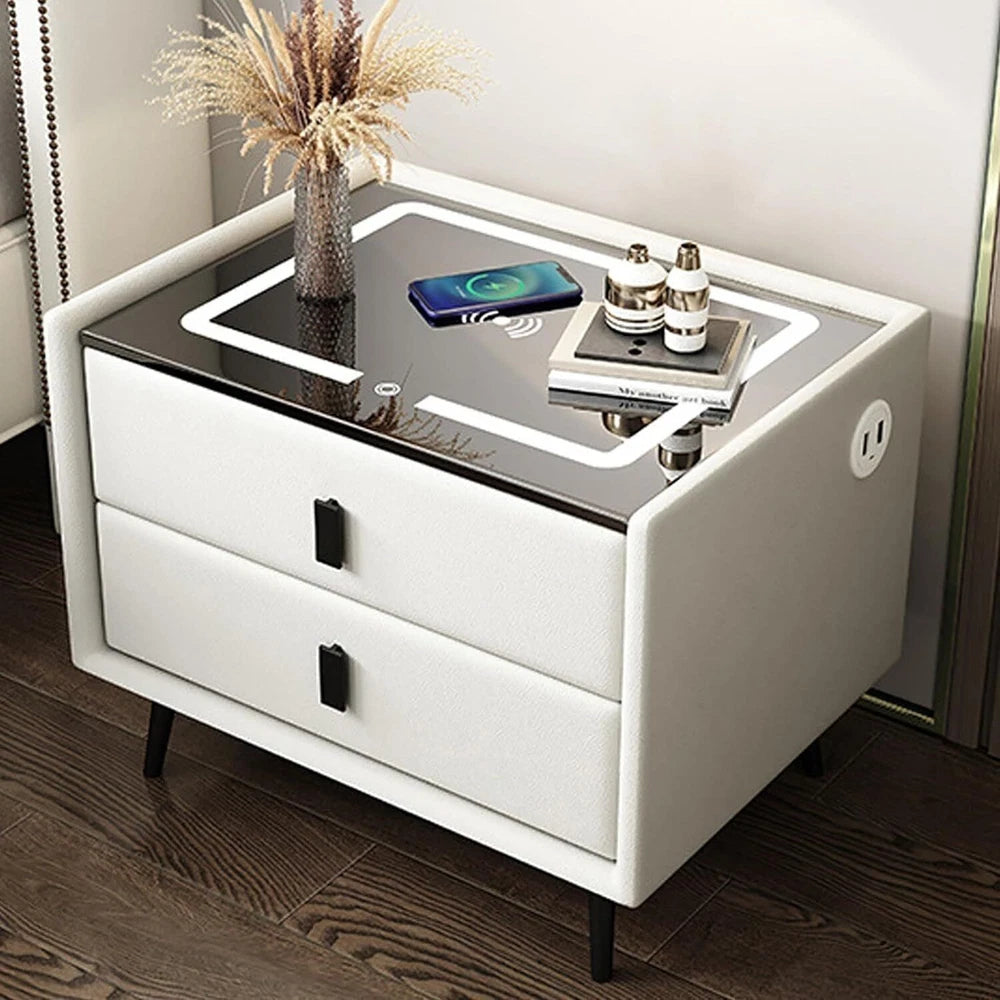 Smart Bedside Table with Light Phone Charging Modern Bedroom Furniture Drawers