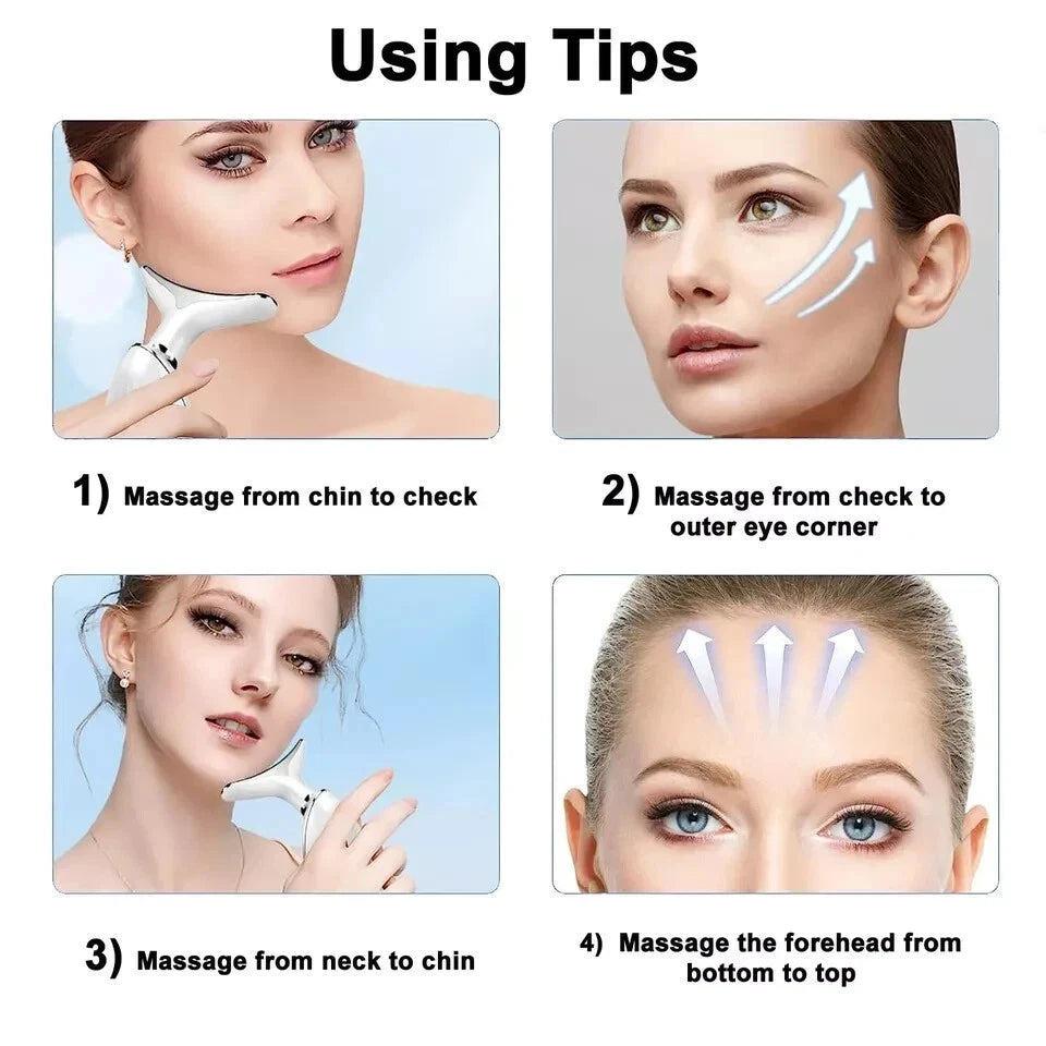 7 Colours Neck Face Lifting Massager Skin Tighten Device LED Anti Beauty Wrinkle