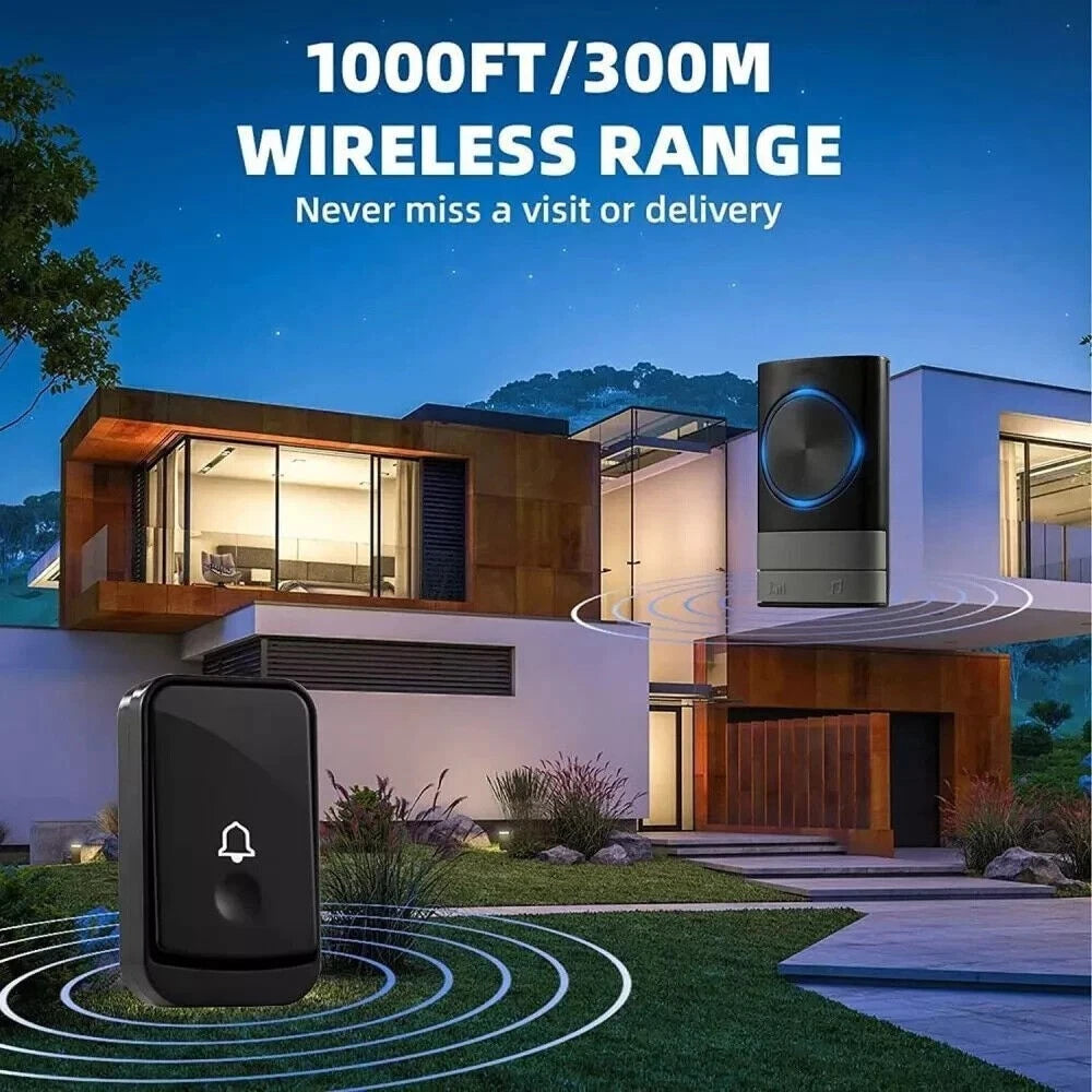 Wireless Door Bells Waterproof 1000ft Long Range Plug in Home Cordless Doorbell