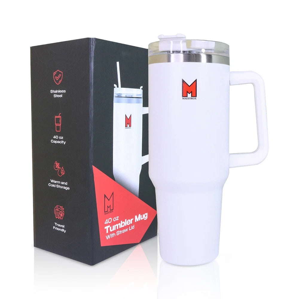 40oz Tumbler Stainless Steel Insulated Travel Mug with Straw and Lid Coffee Mug