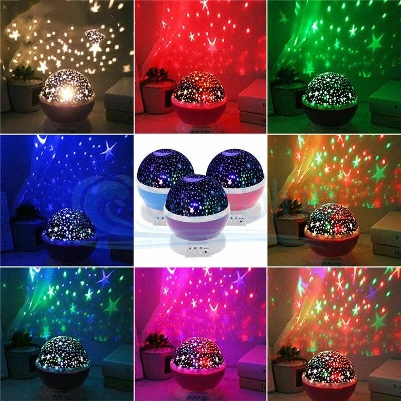 Starry Night Light Projector Star Sky Moon Lamp Kids Bedroom lights Rotating LED