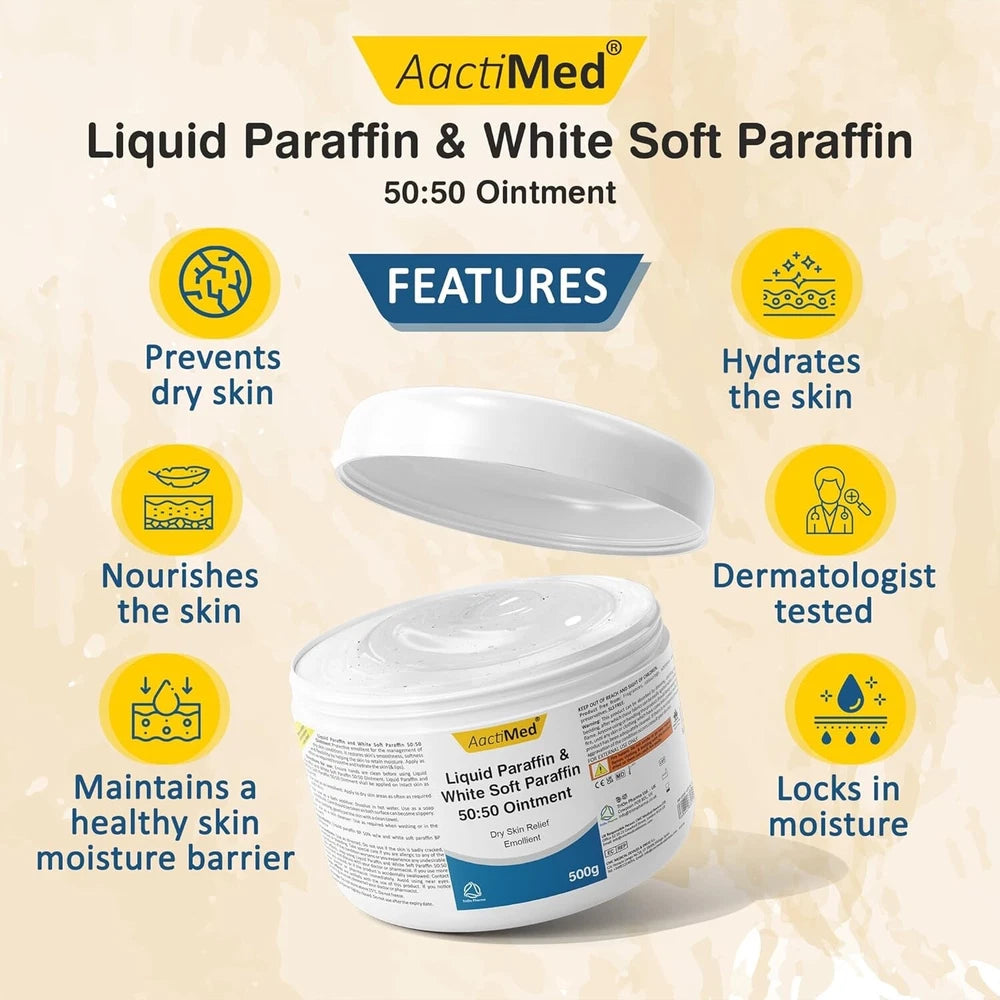 AactiMed Paraffin Ointment with Liquid Paraffin &White Soft Paraffin 50:50 |500g