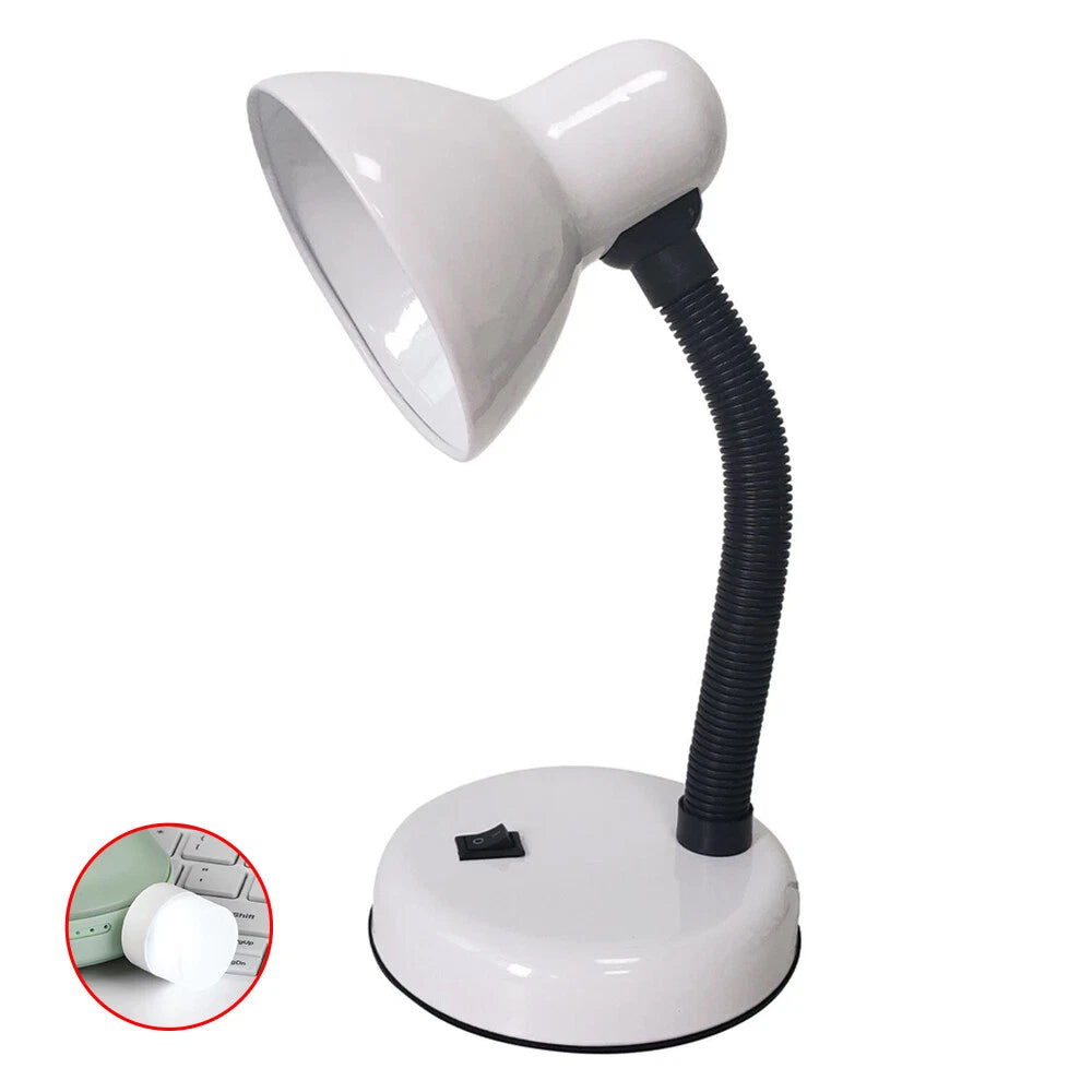 LED Desk Lamp Flexible Neck Table Reading Light With Bulb Home Office Study Work