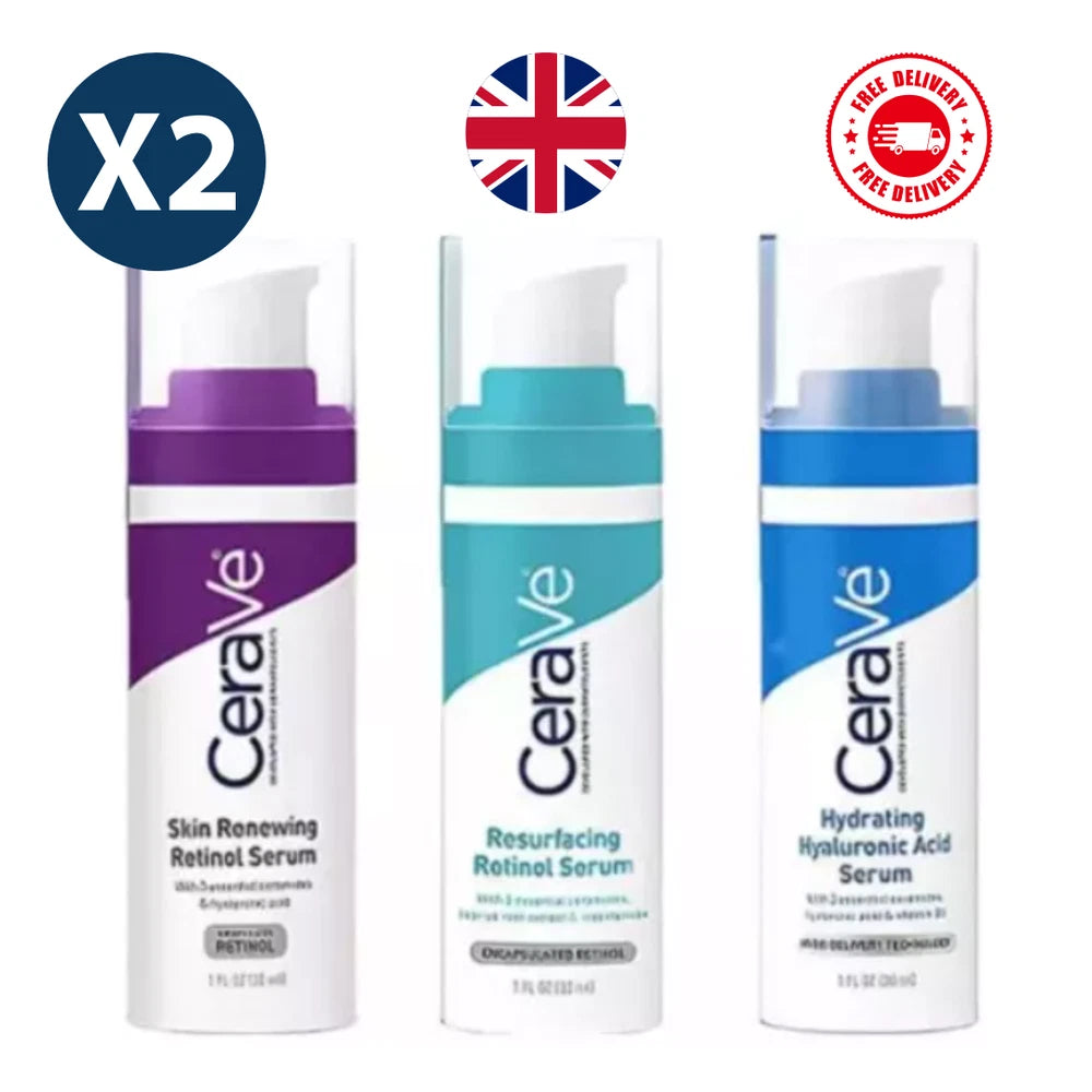 2X CeraVe Skin Renewing Retinol Resurfacing Hydrating Acid Serum Cream 30ml UK