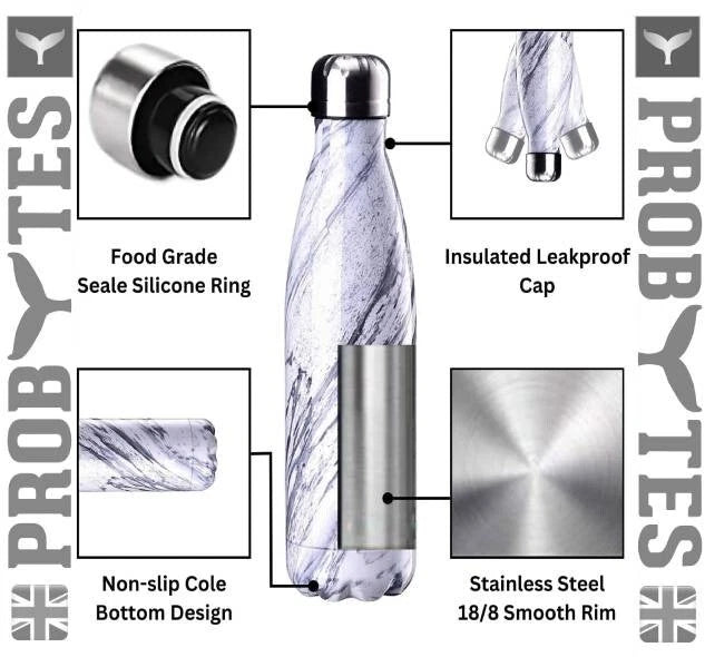 Stainless Steel Water Bottle Double Walled Vacuum Insulated Thermal Flask Sports