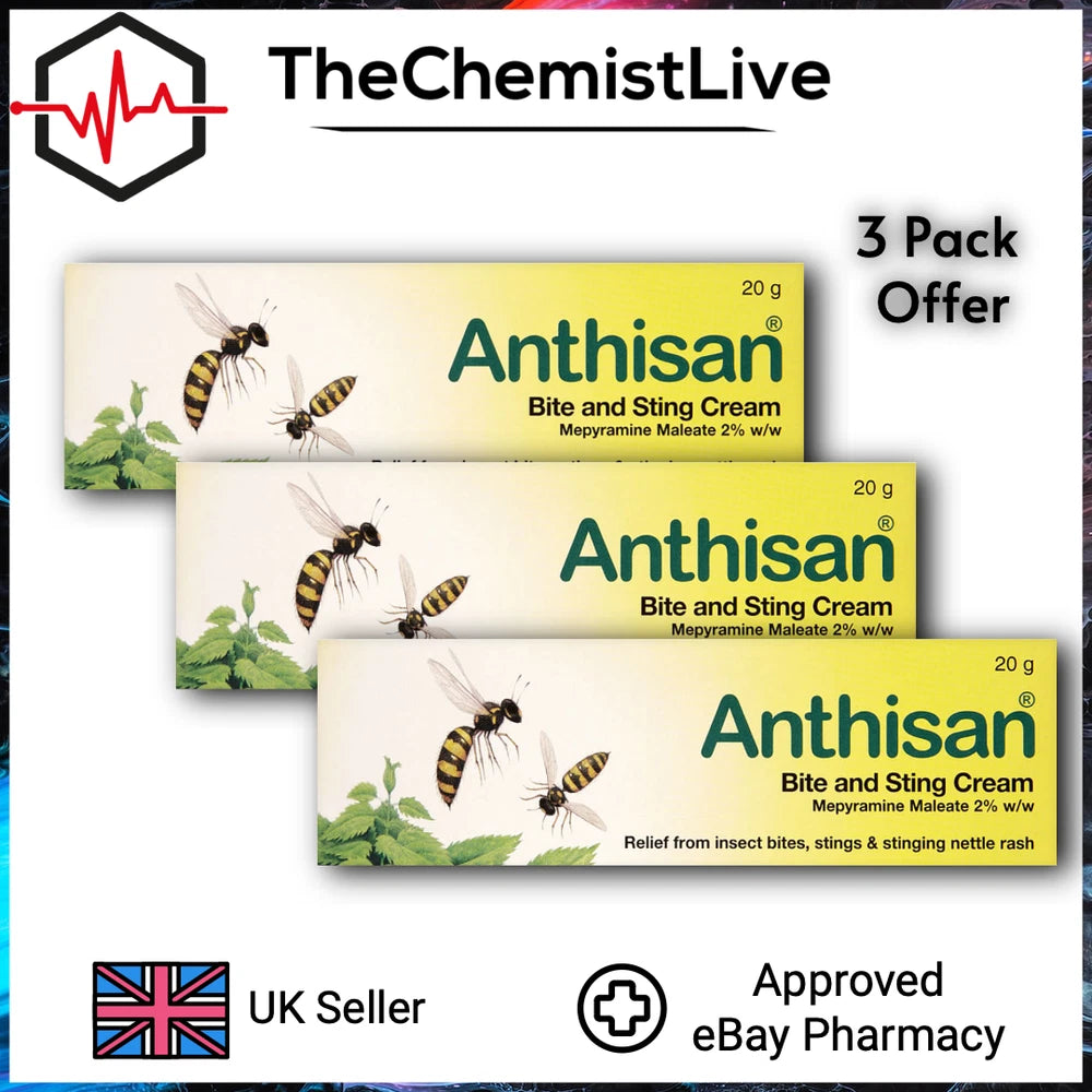 Anthisan Bite and Sting Cream 20g - 3 Pack OFFER UK GSL.