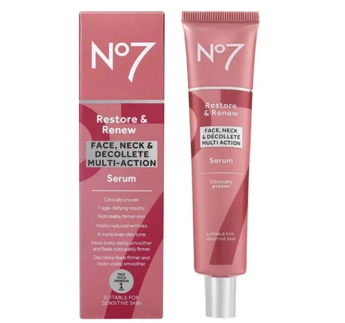 No7 Restore & Renew Face, Neck and Multi Action Serum 30ml
