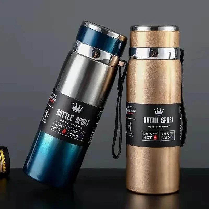 1L Large Hot/Cold Water Bottle Double Wall Thermal Flask Stainless Steel Thermos