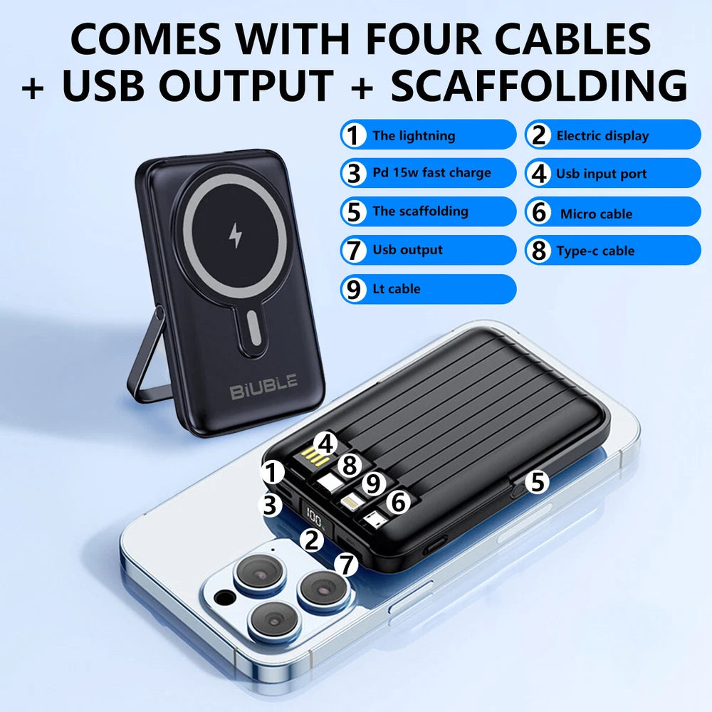 9000000mAh Power Bank Magsafe Magnetic USB Fast Charger Battery Pack  for Phone