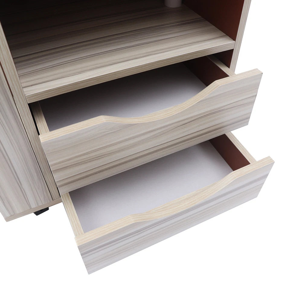 Laptop Desk Bedside Table with Lift Up Top - Modern Nightstand 2 Drawers w/Wheel