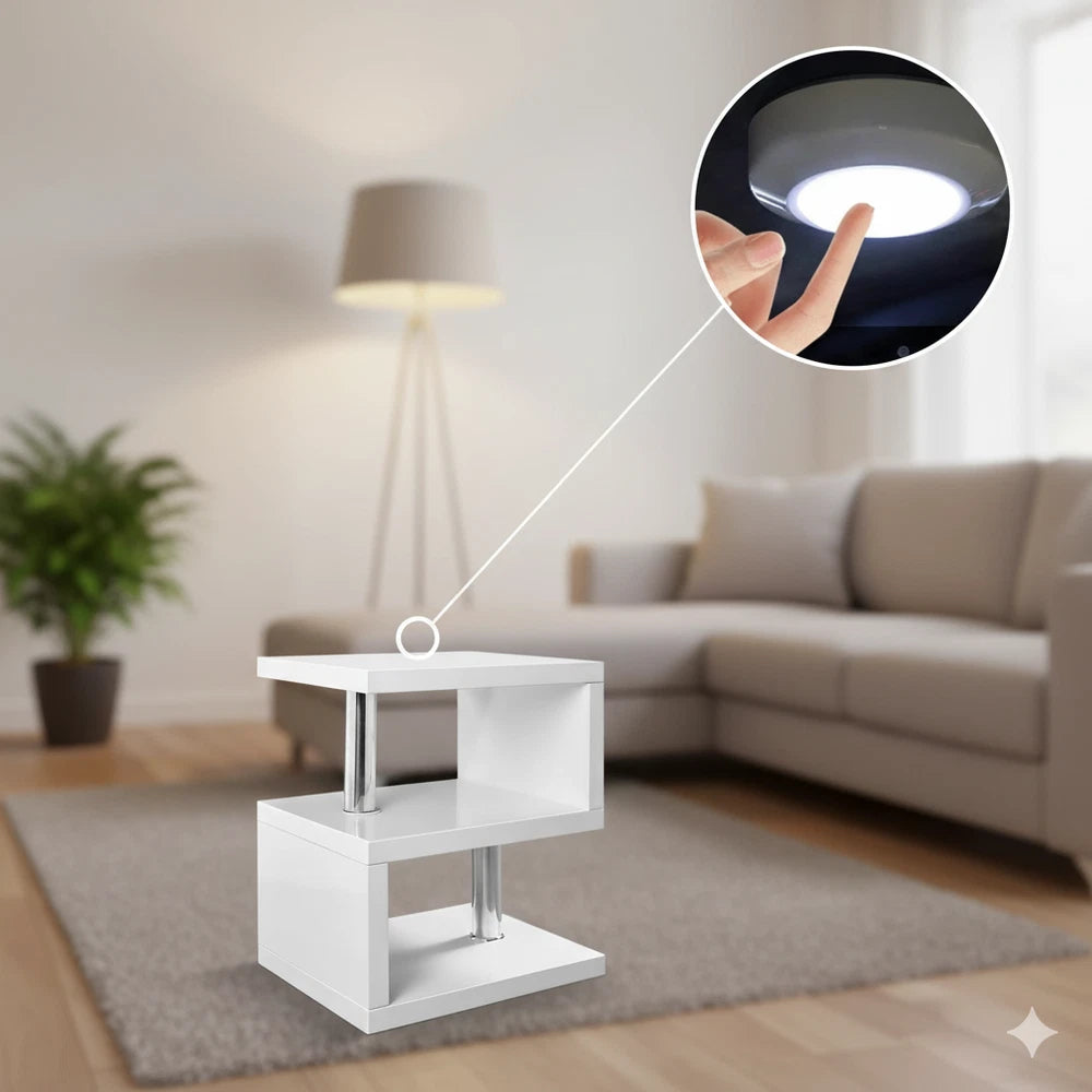 Small Side Table With Storage LED High Gloss Sofa End Coffee Table Living Room