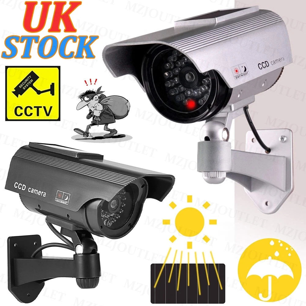 1/2 Dummy Security Camera Solar Powered CCTV Surveillance Bullet Cam Fake IR LED