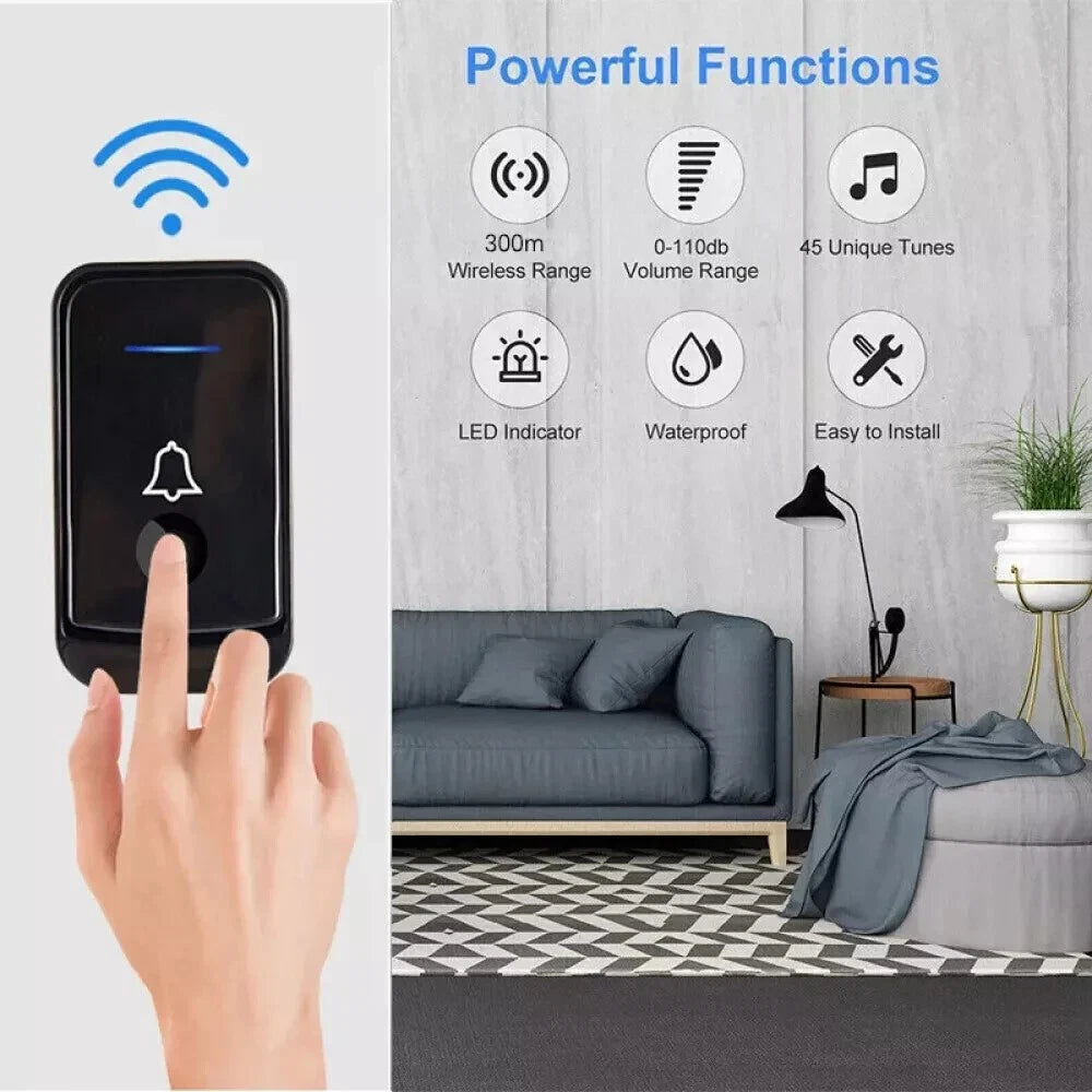 Wireless Door Bells Waterproof 1000ft Long Range Plug in Home Cordless Doorbell
