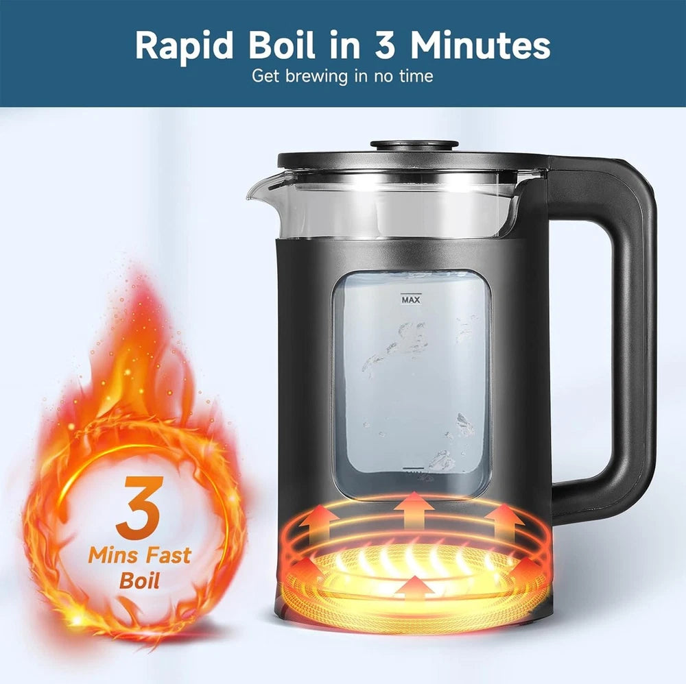 2.3L Electric Kettle Fast Boil 1500W Stainless Steel Jug Boil-Dry Protection