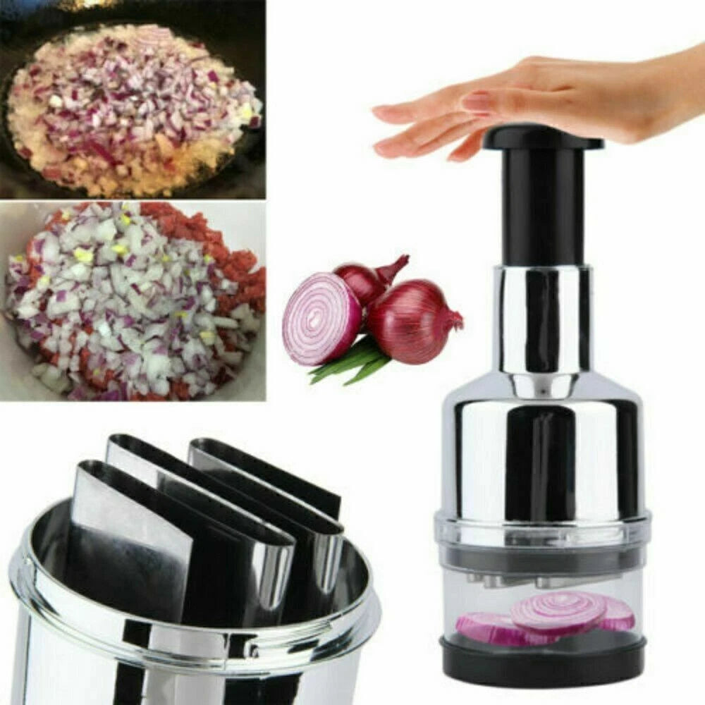 Manual Hand Press Garlic Onion Chopper Vegetable Food Chopper Processor Dicer UK