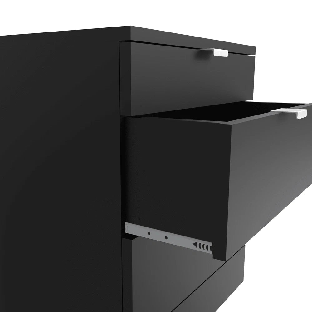 Modern 3 Drawers Bedside Table with Shelf Nightstand Bedroom Furniture Storage