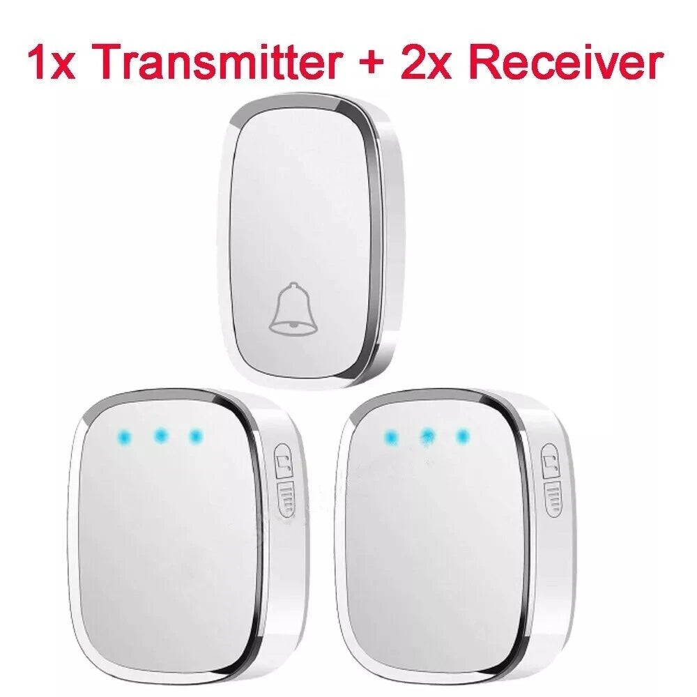 1+2 Wireless Door Bell Doorbell Waterproof Wall Plug In Loud 36 Chime LED Flash