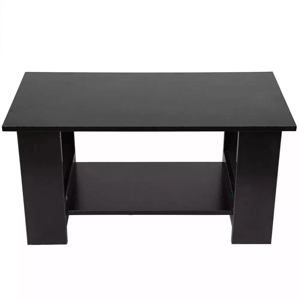 Modern Coffee Table Living Room Tea Side End Desk With Lower Storage Shelf Black