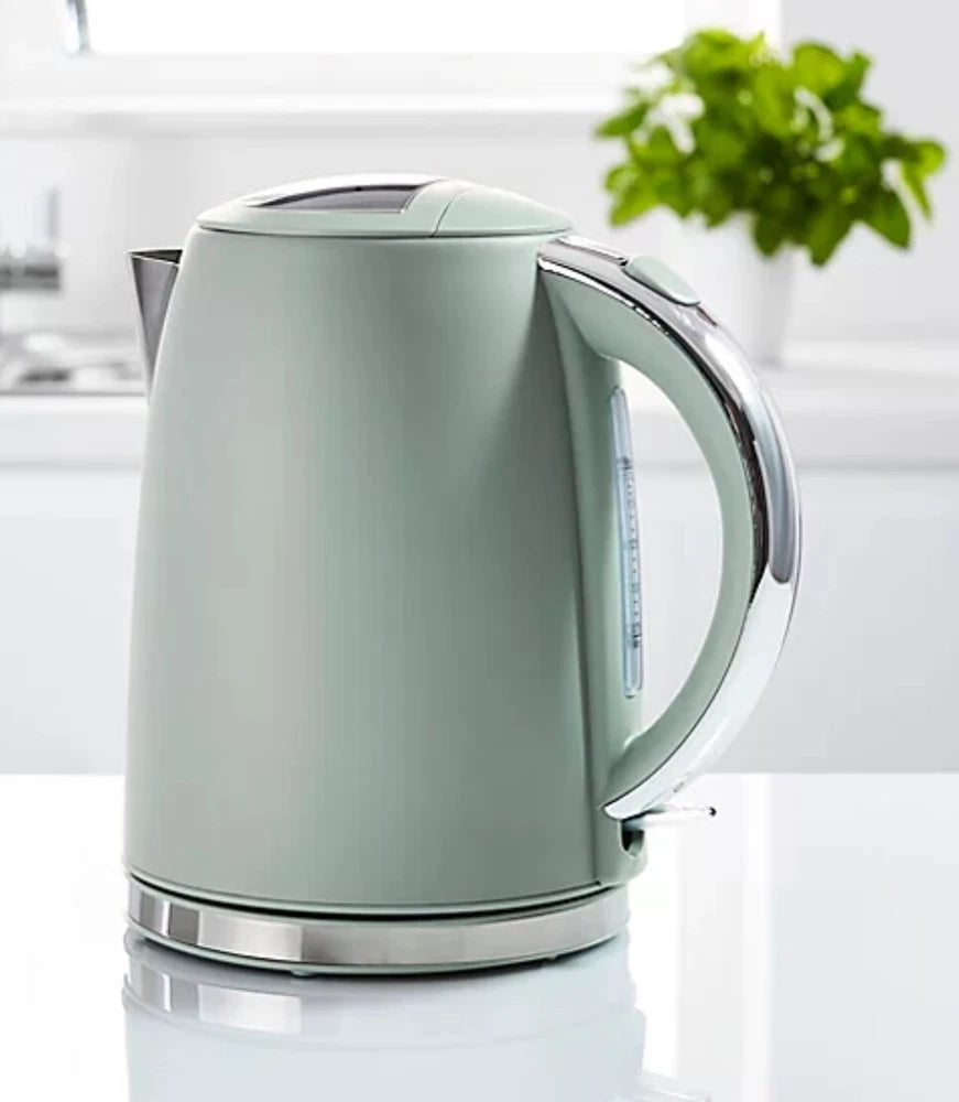 St Steel Kettle Fast Boil 3KW Debranded 1.7L boil Protect Sage Green #B MARKED#