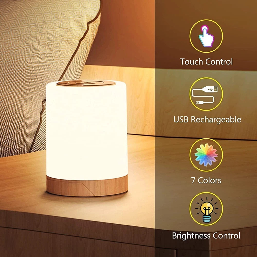 Wireless Touch Sensor Night Light Hallway/Bedside Desk Table LED Dimmable Lamp