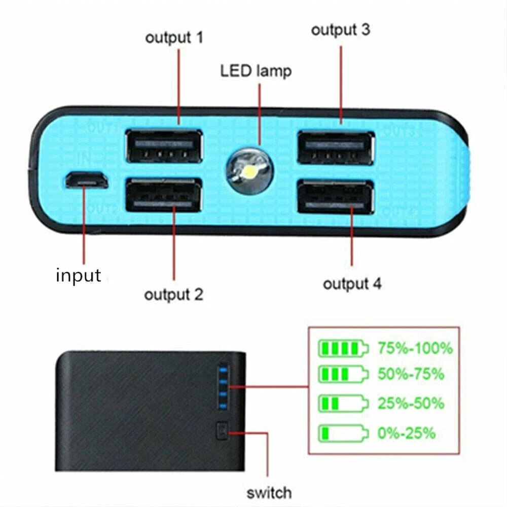 9000000mAh Power Bank Fast Charger Battery Pack Portable 4 USB for Mobile Phone.