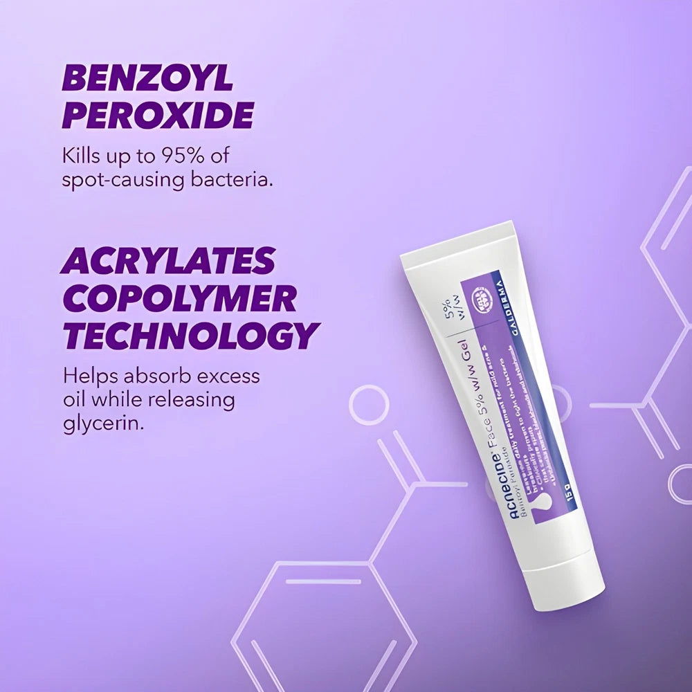 Face Gel 5% Benzoyl Peroxide Acne Treatment for Spot Prone Skin 15G