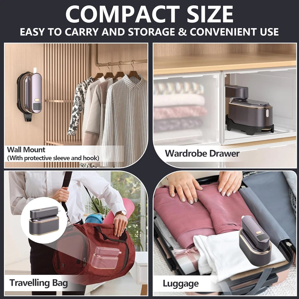 Travel Clothes Steamer Portable Iron - LCD Screen 2 in 1 Powerful Steam Clothing