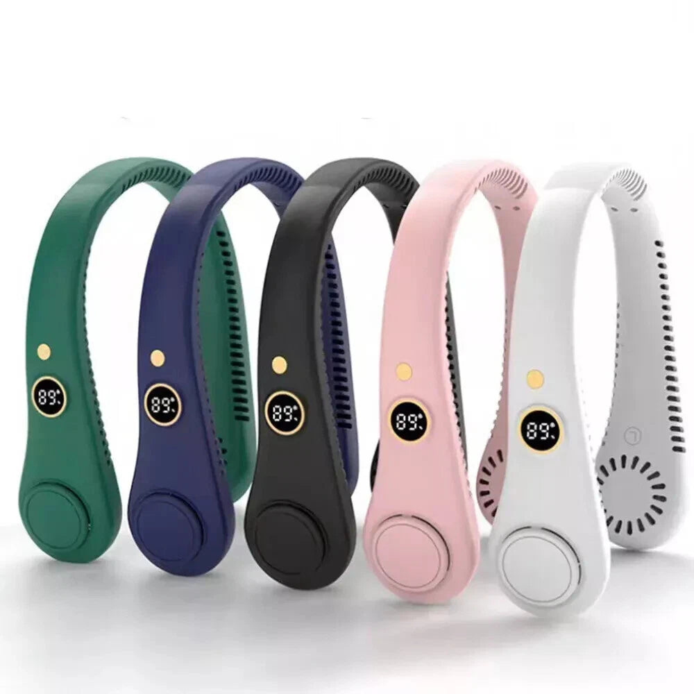 Portable Neck Mini Fan Lazy Neck Hanging USB Rechargeable Air Cooler Fan UK