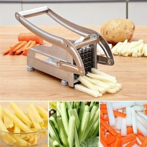 Potato Chipper Chip Chopper Cutter Slicer Maker & 2 Steel Edges 🍟 French Fries