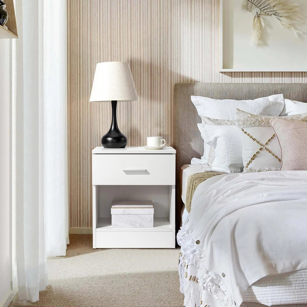 1 Drawer Compact Wooden Bedroom Bedside Cabinet Furniture Nightstand Side Table