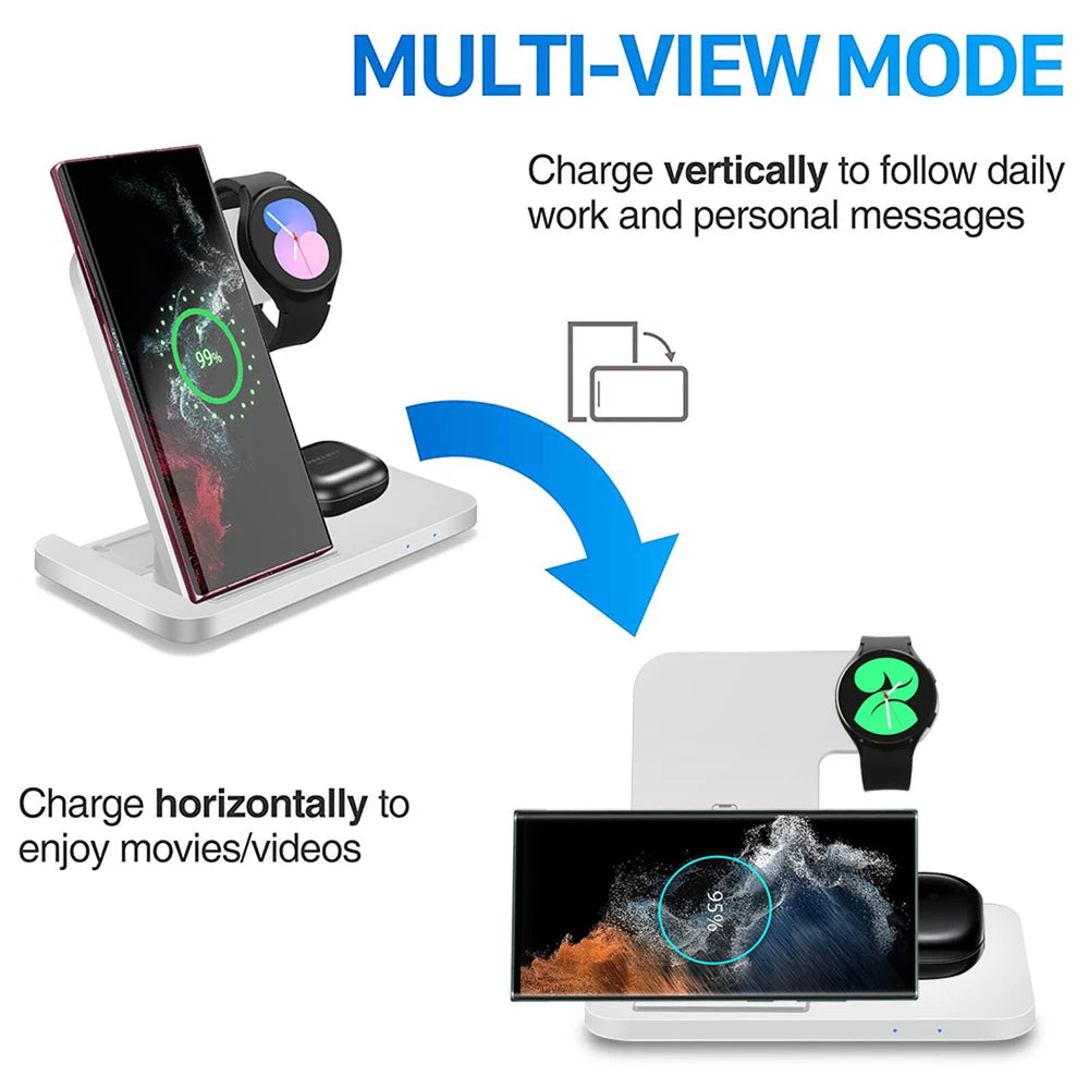 3in1 Wireless Charging Station For Samsung Galaxy Watch 8/Ultra S25 Edge S24 S23