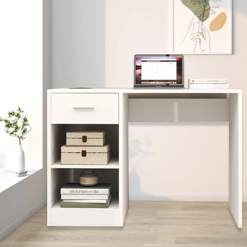 100cm Computer Desk Study Writing Table PC Laptop Desk with Drawer 2 Shelves