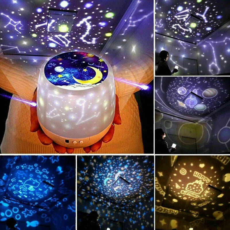 Rotating LED Night Light Bedroom Ceiling Star Sky Moon Lamp LED Star Projector