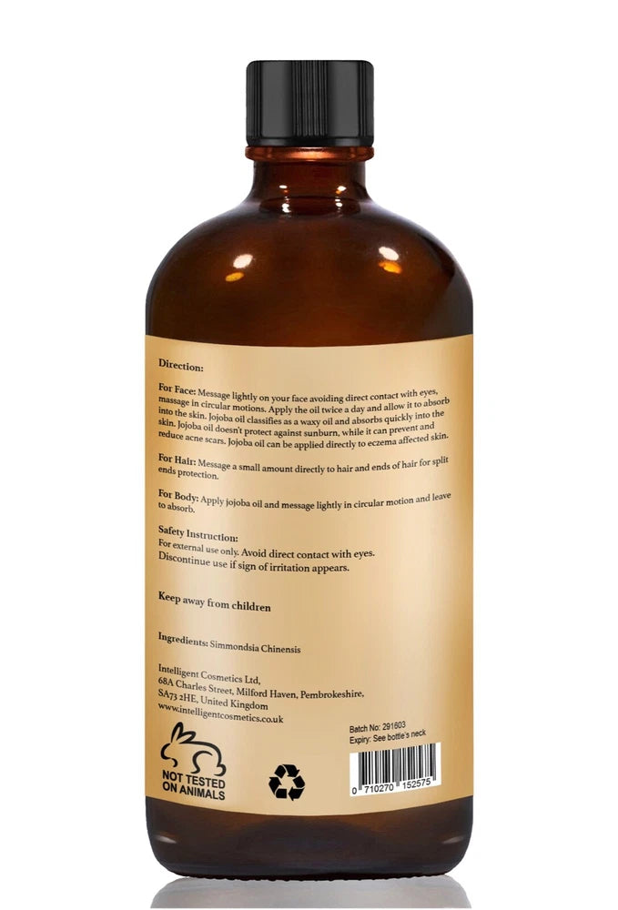 Jojoba Oil Golden 100% Cold Pressed Certified Organic Pure & Natural Jojoba Oil