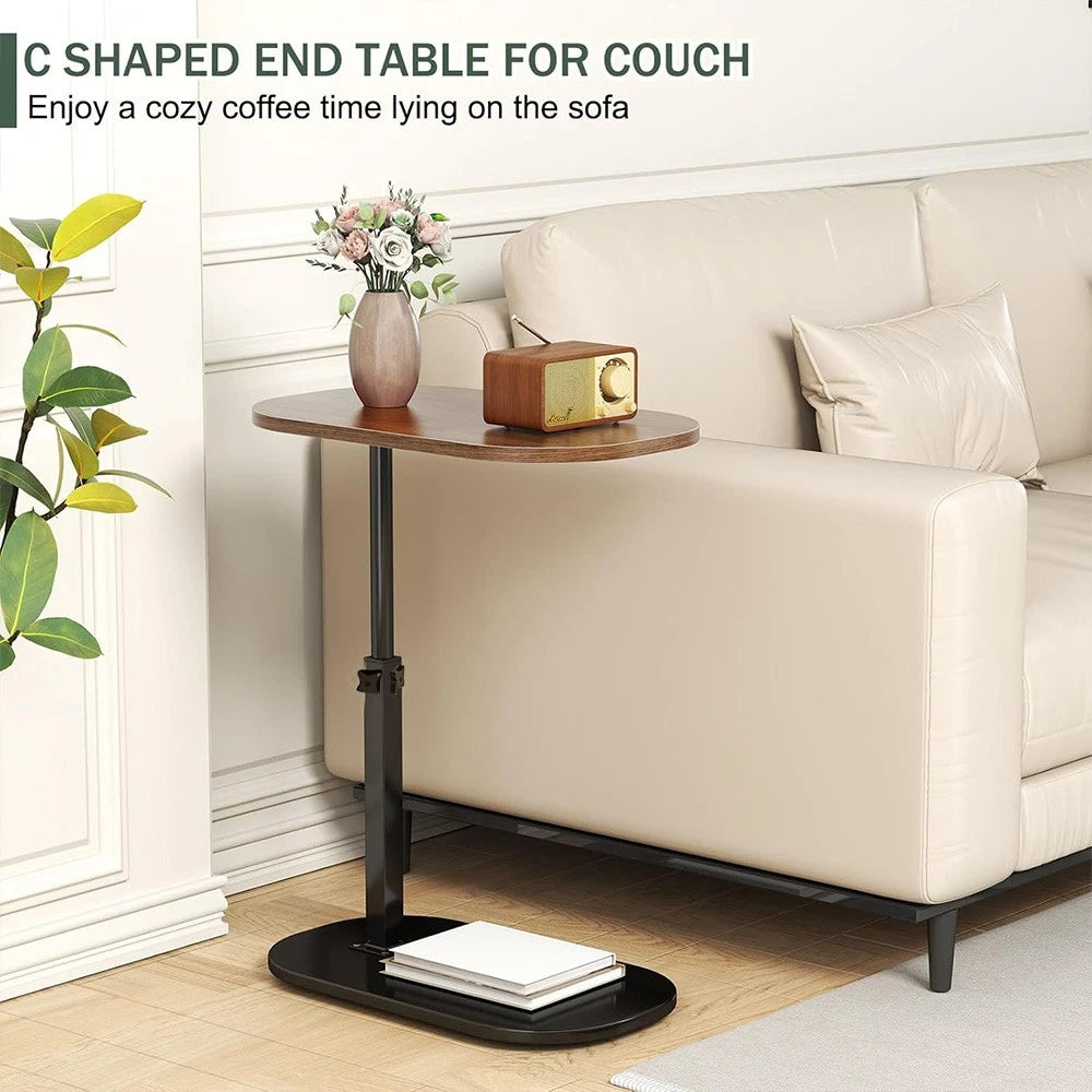 Adjustable C-Shaped Sofa Side End Table Coffee Laptop Table Living Room Bedroom