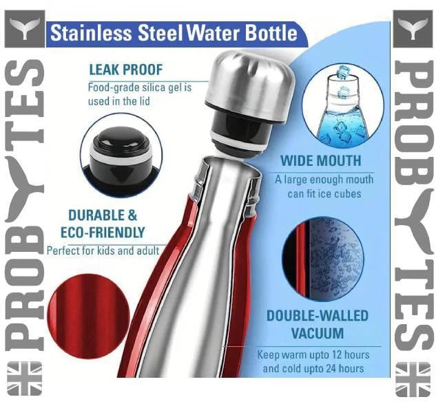 Stainless Steel Water Bottle Double Wall Vacuum Insulated Thermal Flask Sports