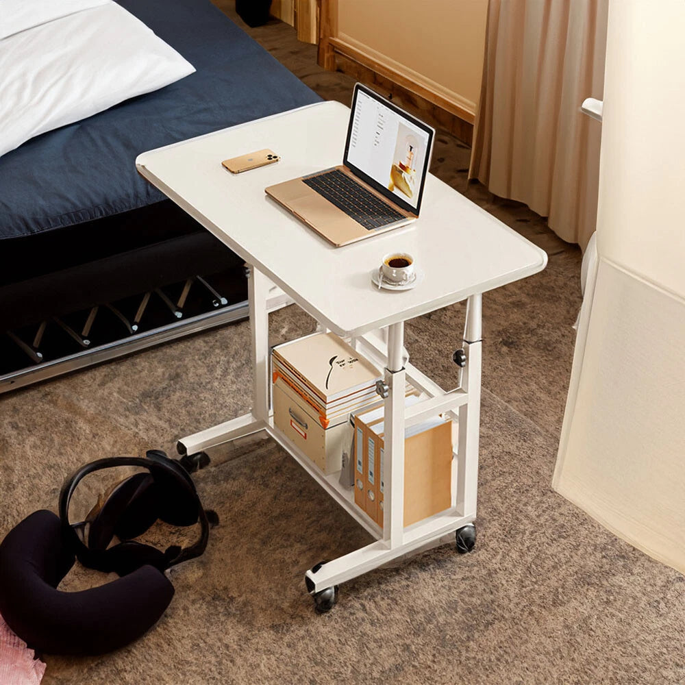 Height Adjustable Small PC Computer Desk Mobile Overbed Table Laptop Stand Shelf