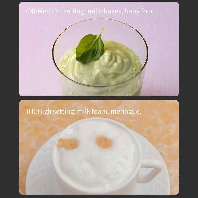 Electric Milk Frother 2 in 1 Egg Whisk Mixer Beater Latte Coffee Kitchen 3 Speed