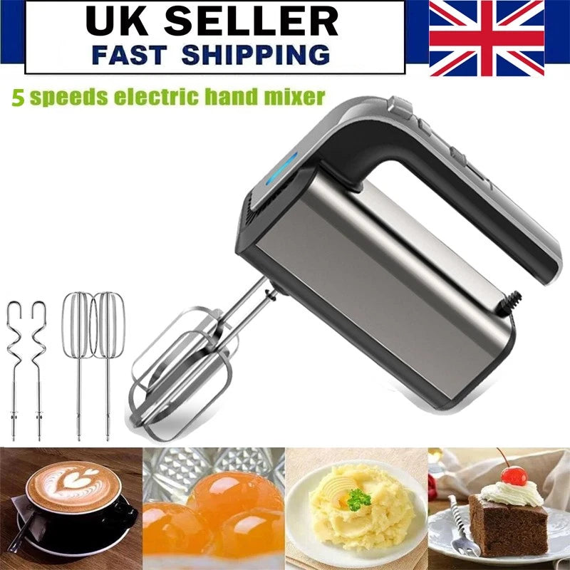 800W Electric Hand Mixer Food Whisk 5 Speeds Turbo Egg Beater Cake Baking
