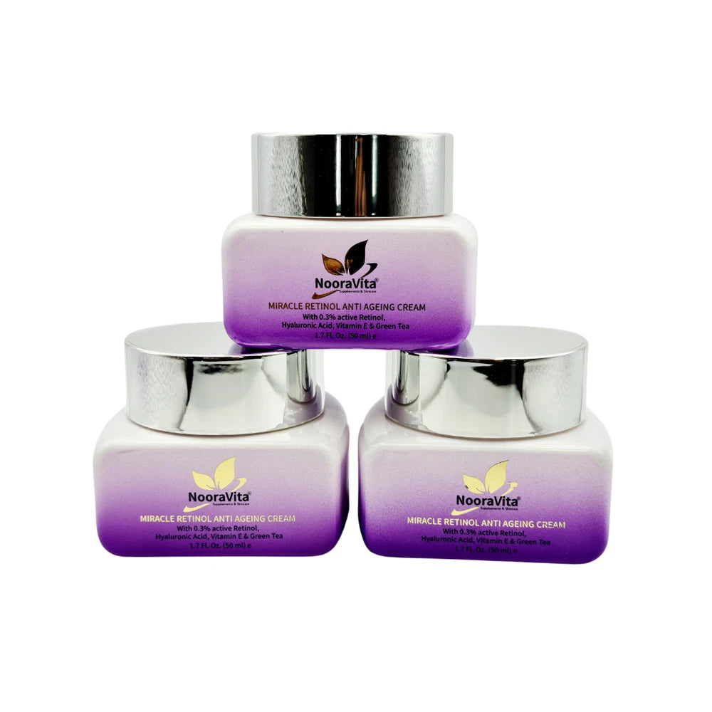 Miracle Retinol Anti Ageing Cream With 0.3% Active Retinol & Hyaluronic Acid.