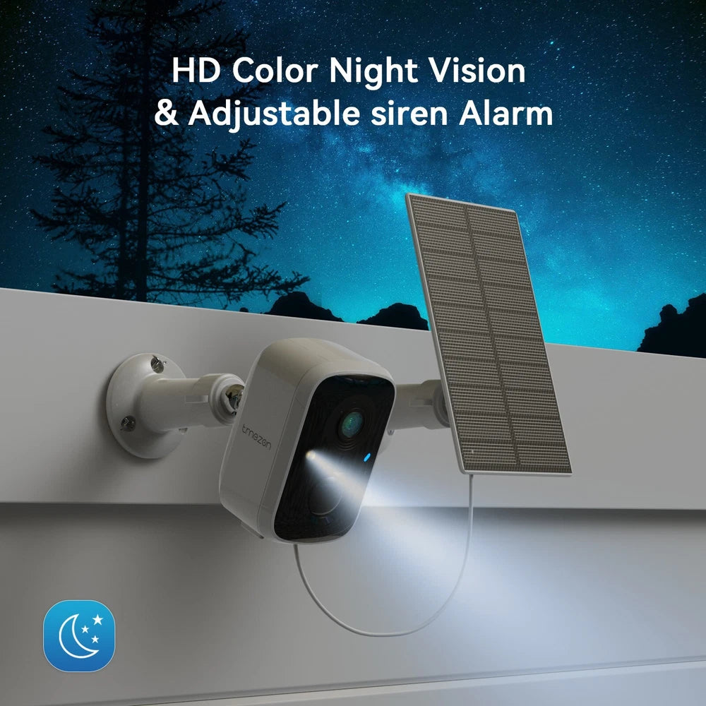 TMEZON Outdoor Security Camera Colour Night Vision Home WiFi Battery CCTV System