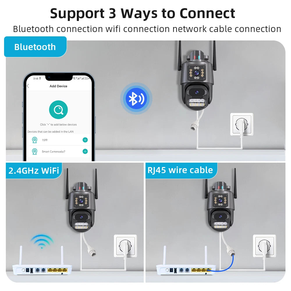 8MP 4K Wireless IP Camera WIFI Outdoor CCTV PTZ Smart Home Security IR Cam IP66