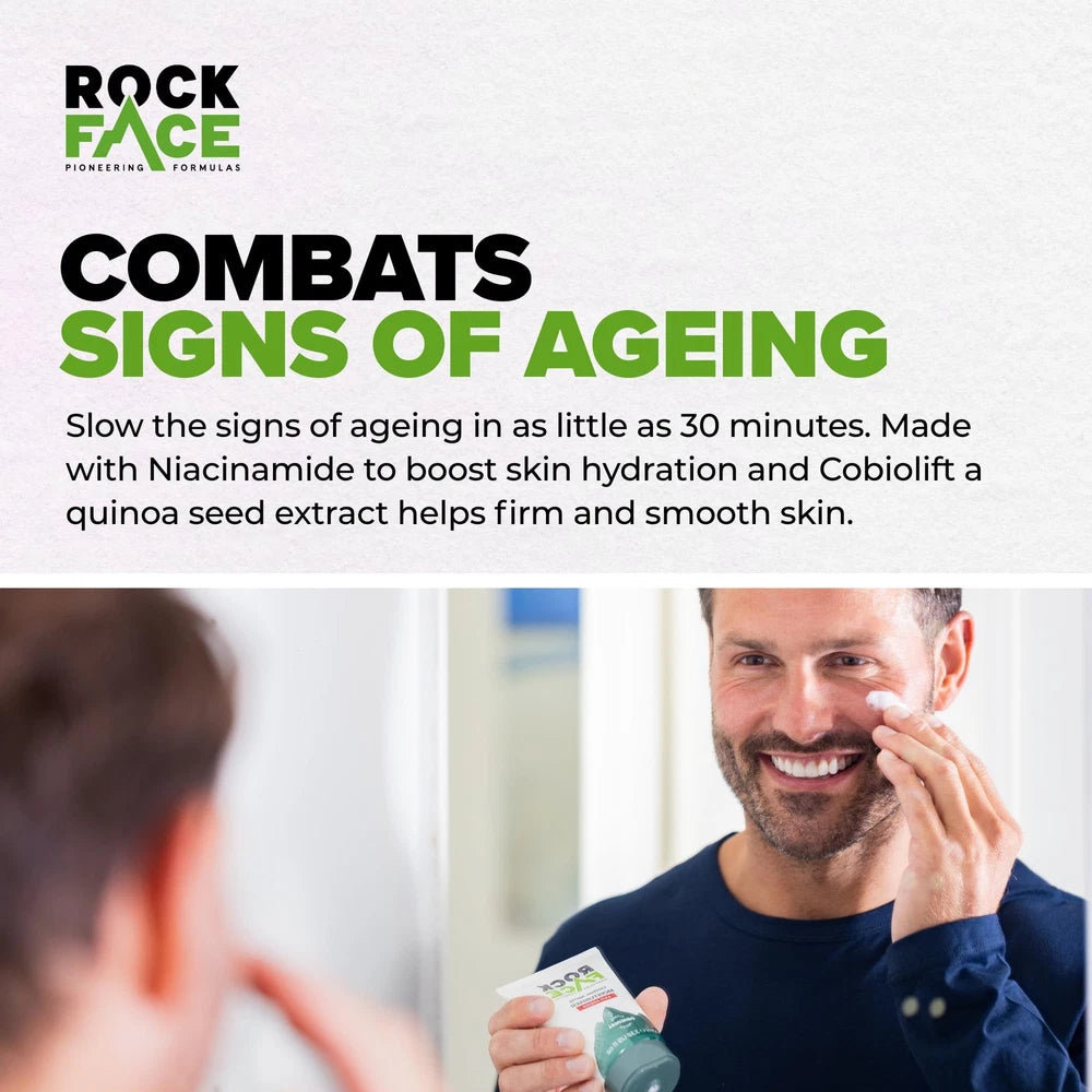 Rock Face Mens Moisturiser - Anti Ageing, Fast Absorbing Face Cream, 100ml,