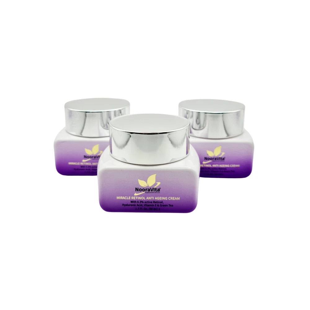 Miracle Retinol Anti Ageing Cream With 0.3% Active Retinol & Hyaluronic Acid.