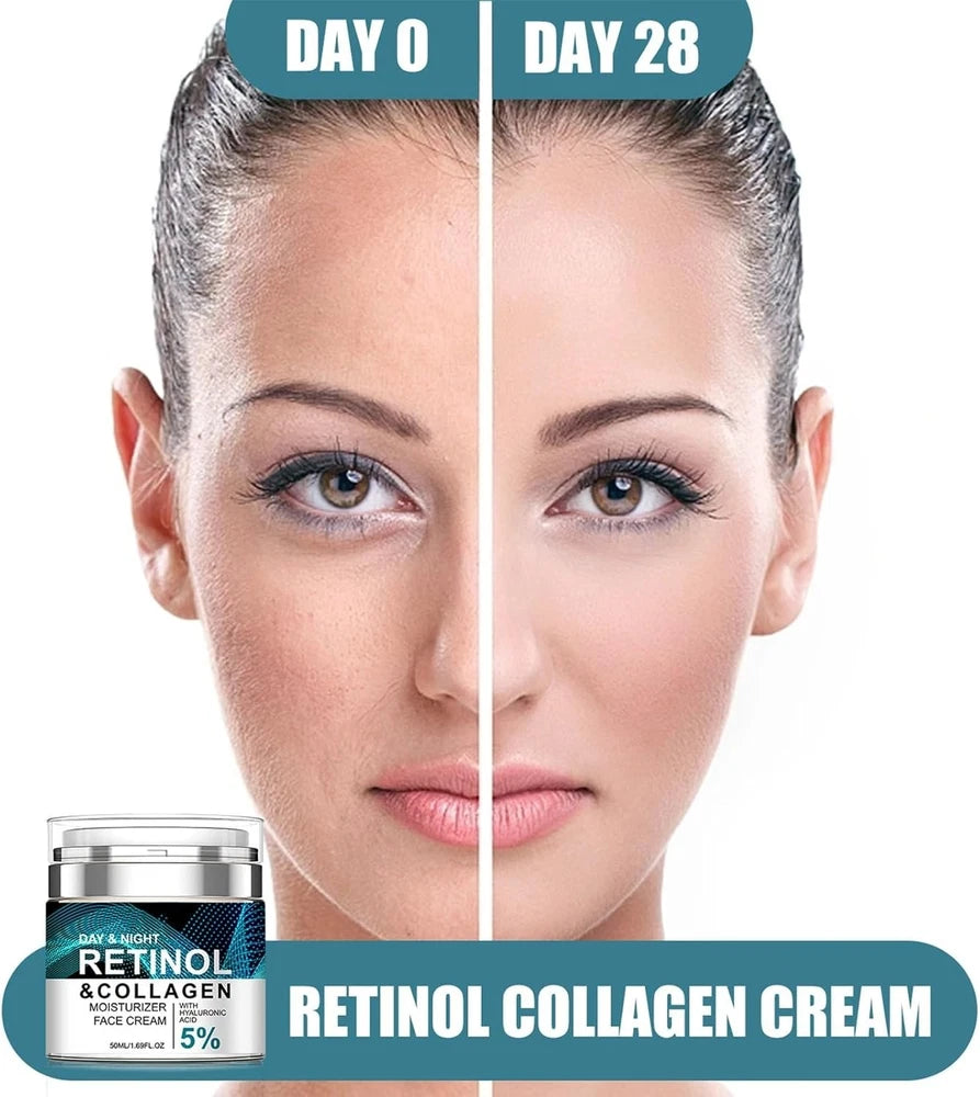 Face Moisturiser Retinol Cream, Anti Aging Face Cream with Collagen Hyalur