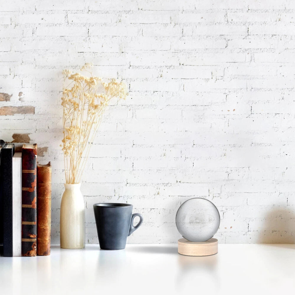 USB 3D Moon Planet Globe Galaxy Night Light LED Crystal Ball Table Lamp Bedside