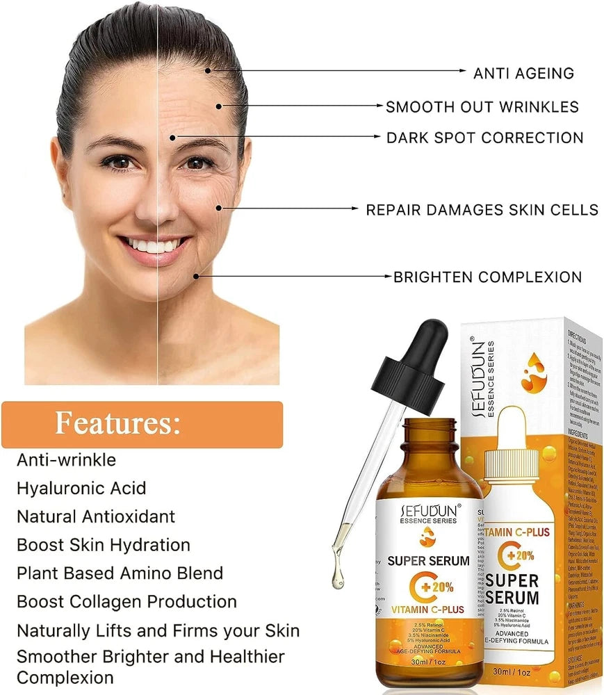 Vitamin C Face Lift Serum SOLUTION Hyaluronic Acid For Micro Needle Derma Roller